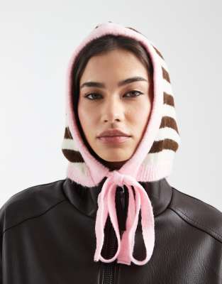 Asos Design Knit Hood In Pink