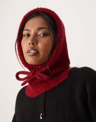 Asos Design Knit Hood In Red