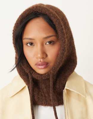 Asos Design Knit Hood In Brown