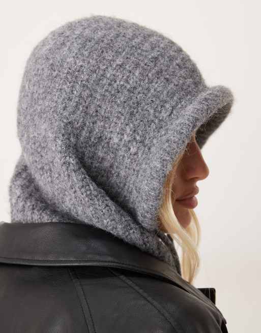 ASOS DESIGN knit hood in gray