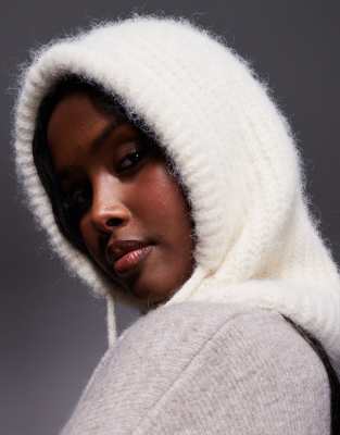 Asos Design Knit Hood In Neutral