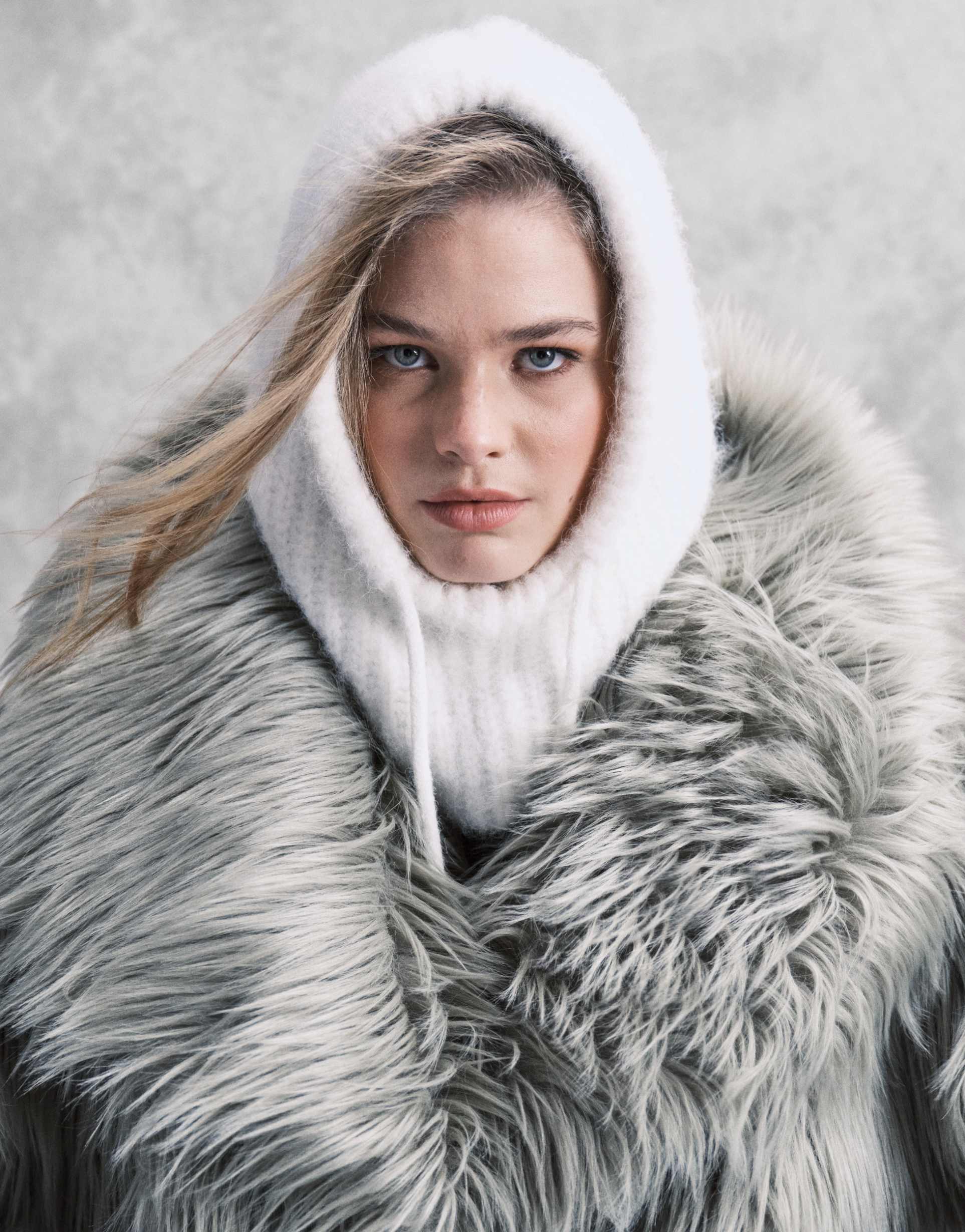 asos design knit hood in winter white