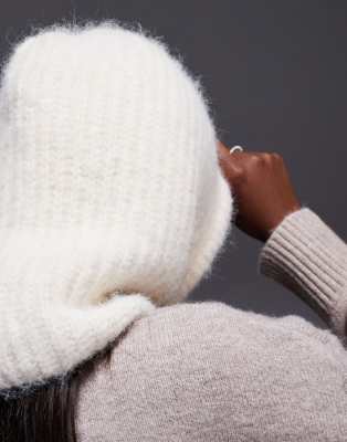 Asos Design Knit Hood In Neutral