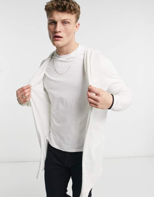 White cardigan with store hood