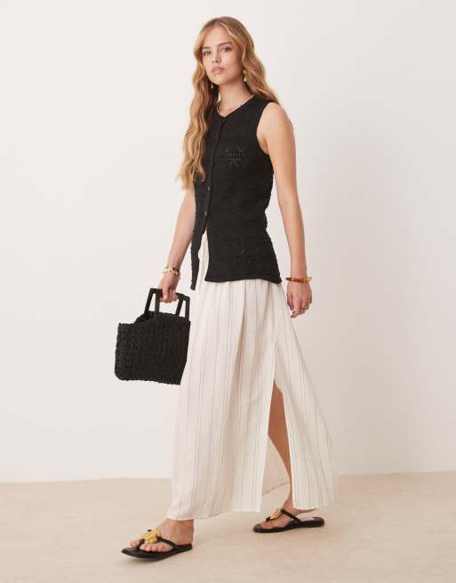 ASOS DESIGN knit lace stitch vest in black, 2 of 4