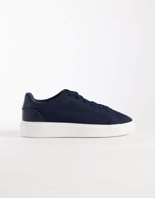 Asos Design Knit Lace Up Sneakers With White Soles In Multi