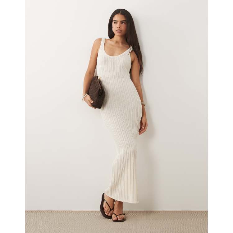 knit ladder dress ASOS Design stitch maxi in ecru-White Summer Sale 26