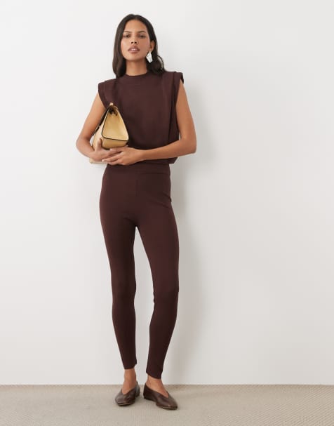 ASOS DESIGN knit leggings in chocolate - part of a set - view 1