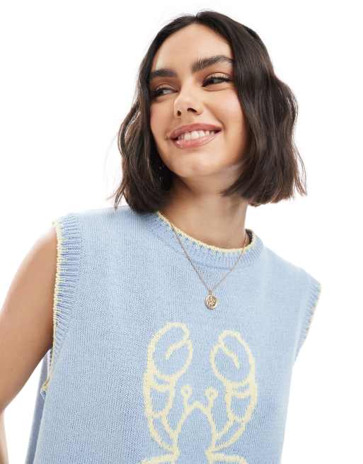 ASOS DESIGN knit lobster tank top in blue