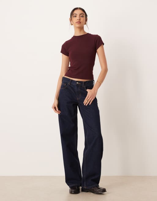 ASOS DESIGN knit look baby tee in berry (part of a set), 2 of 4