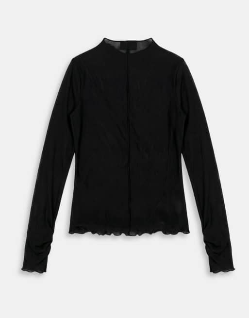 ASOS DESIGN knit look long sleeve top with seam detail in black, 6 of 8