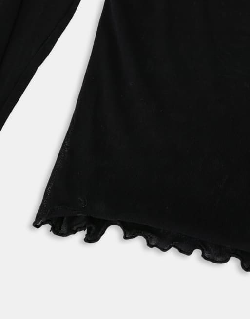 ASOS DESIGN knit look long sleeve top with seam detail in black, 7 of 8
