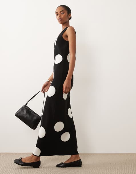 chinese dress ladies Saloni London - Chandra Dress in Mono Dot