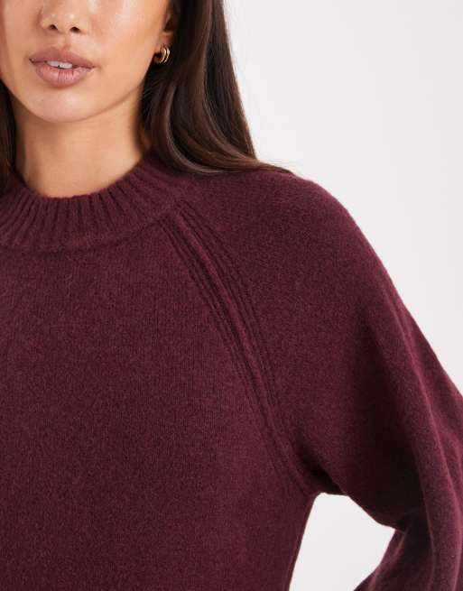 ASOS DESIGN knit maxi dress with raglan detailing in plum