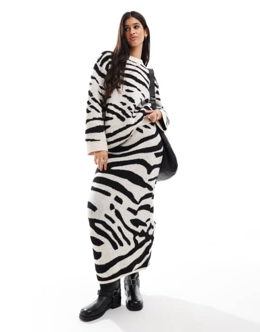 ASOS DESIGN knit maxi skirt in zebra - part of a set
