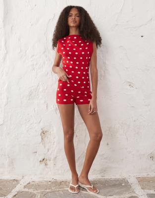 Asos Design Knit Micro Shorts In Red