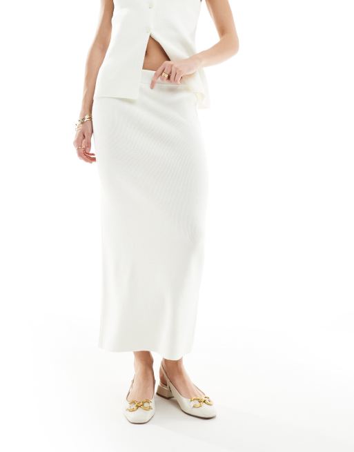 ASOS DESIGN knit midaxi skirt in white - part of a set, 4 of 5