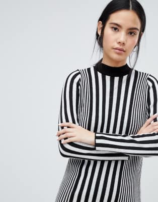 black and white striped dress asos