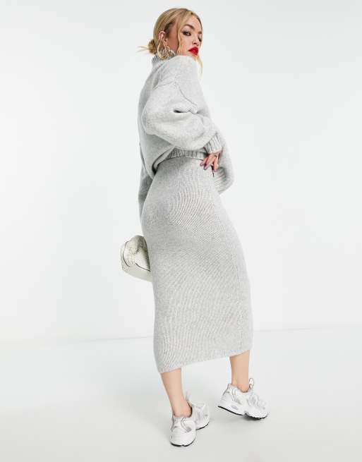 ASOS DESIGN knit midi skirt in gray