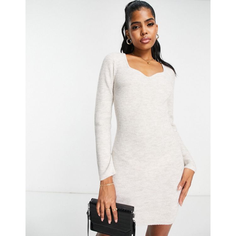 ASOS DESIGN knit mini dress with sweetheart plunge neckline in
