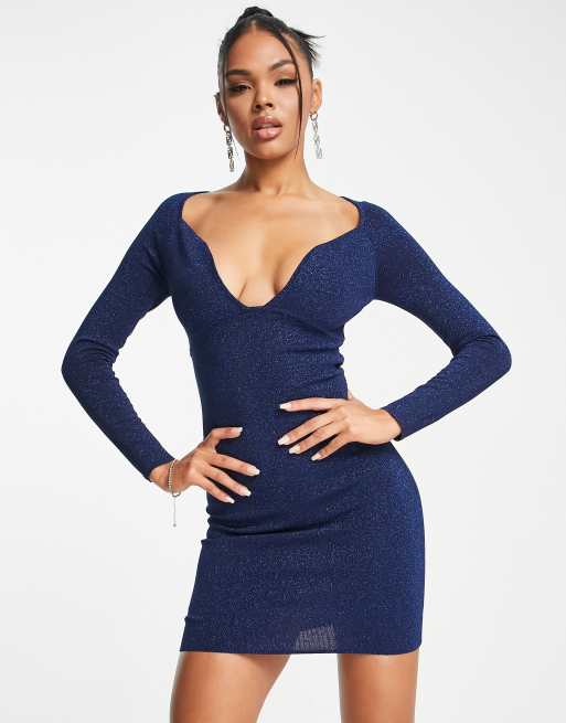 Plunging neckline bodycon outlet dress