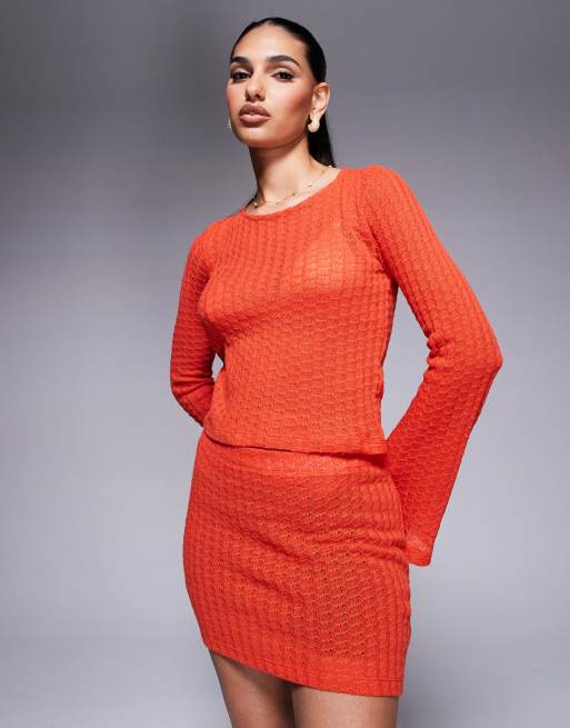 ASOS DESIGN knit mini skirt in orange - part of a set, 5 of 5