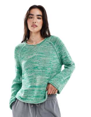 Asos Design Knit Multiply Crew Neck Sweater In Green