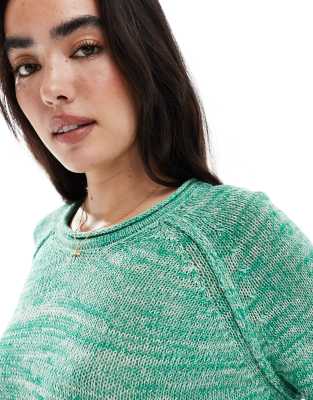 Asos Design Knit Multiply Crew Neck Sweater In Green