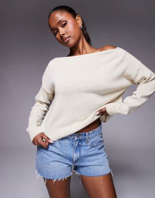 Asos Design Knit Off-shoulder Sweater In White