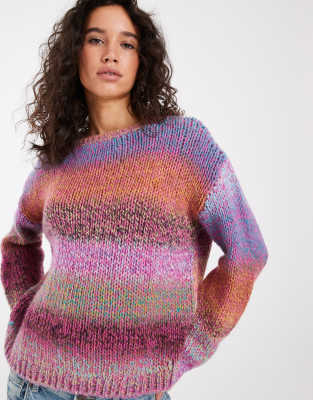 Asos Design Knit Off The Shoulder Slouchy Sweater In Multi
