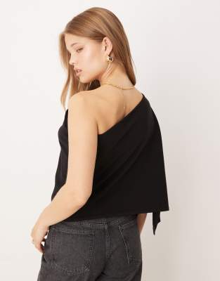 Asos Design Knit One-shoulder Top In Black