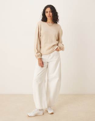 Asos Design Knit Open Back Sweater In Brown
