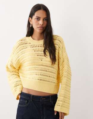 Asos Design Knit Open Stitch In Yellow