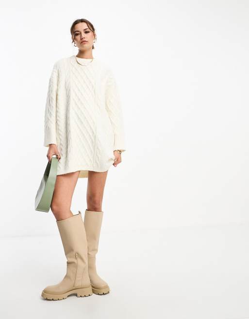 ASOS DESIGN chunky cable mini cardigan dress