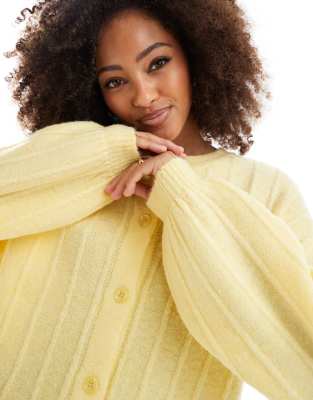 Asos Design Knit Oversized Cardigan In Lemon-yellow