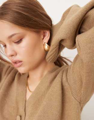 Asos Design Knit Oversized Cardigan In Brown