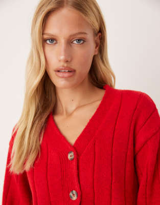 Asos Design Knit Oversized Cardigan In Red