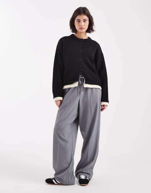 ASOS DESIGN knit oversized cardigan with double layer in black, 2 of 4