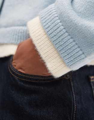 Asos Design Knit Oversized Cardigan With Double Layer In Blue