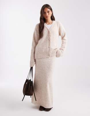 Asos Design Knit Oversized Cardigan With Wool - Part Of A Set-white In Gray