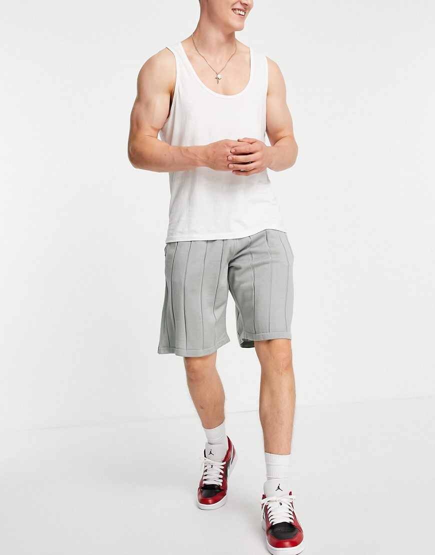 ASOS DESIGN knit oversized coordinating basketball shorts in light gray-Grey