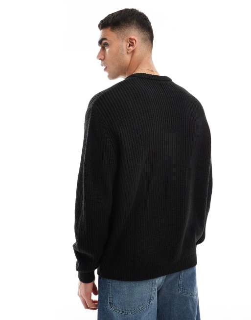 ASOS DESIGN knit oversized rib sweater in black | ASOS