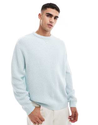 Asos Design Knit Oversized Ribbed Sweater In Light Blue