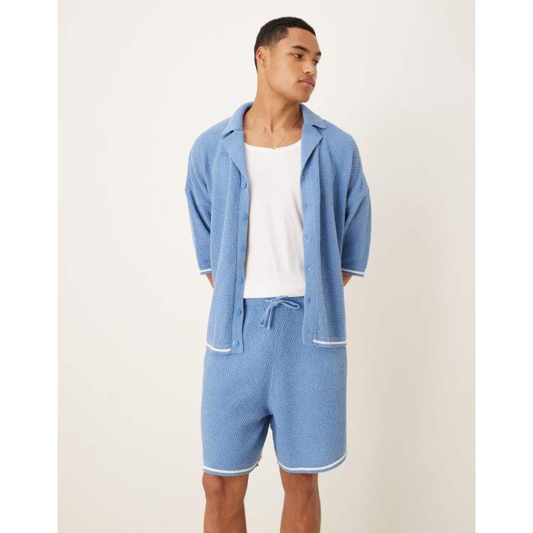 ASOS DESIGN knit oversized shorts in light blue - part of a