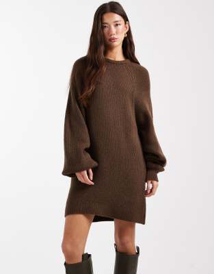mens brown dress shoes wide Round Neck Long Sleeve Mini Sweater Dress – Charming Charlie