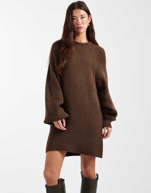ASOS DESIGN knit oversized sweater dress with balloon sleeve in