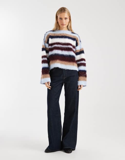 ASOS DESIGN knit oversized sweater in blurred stripes, 2 of 4