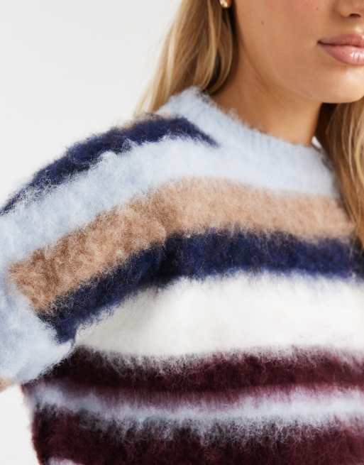 ASOS DESIGN knit oversized sweater in blurred stripes, 3 of 4