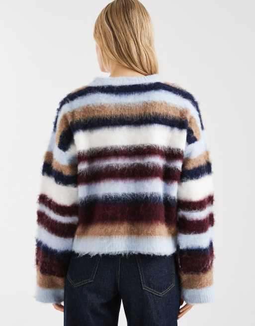ASOS DESIGN knit oversized sweater in blurred stripes, 4 of 4