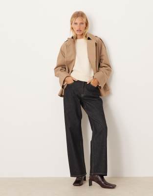 Asos Design Knit Oversized Sweater With Wide Rib Detailing In White